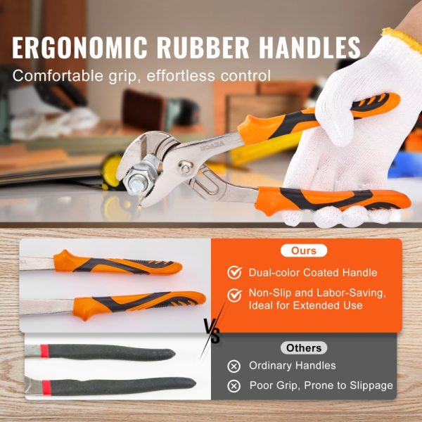 3-Piece Groove Joint Pliers Set in 12 10 8-inch Heat-Treated High Carbon Steel for Water Pumping with Quick Adjustable Button Design for Home Repairs - Image 4