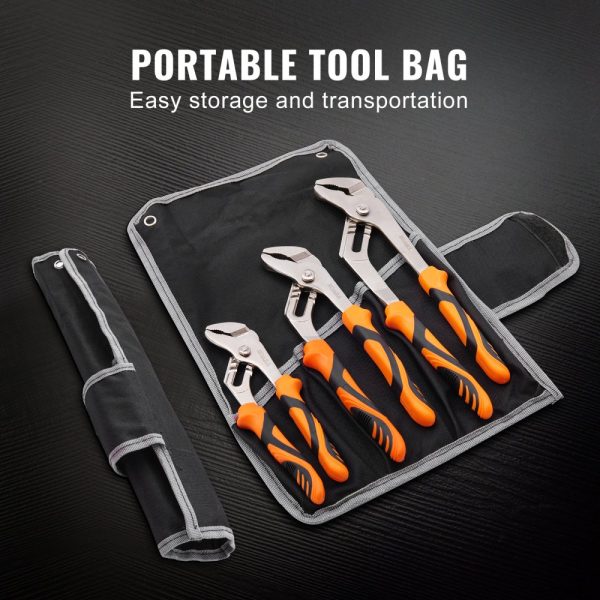 3-Piece Groove Joint Pliers Set in 12 10 8-inch Heat-Treated High Carbon Steel for Water Pumping with Quick Adjustable Button Design for Home Repairs - Image 6