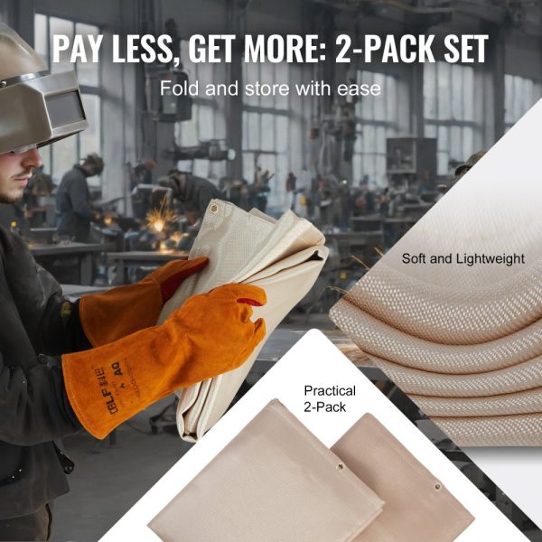 2-Pack Heavy Duty Heat Resistant Welding Blanket Set 4FT x 6FT Fiberglass Flame Retardant Insulation Cover with Metal Grommets - Image 3