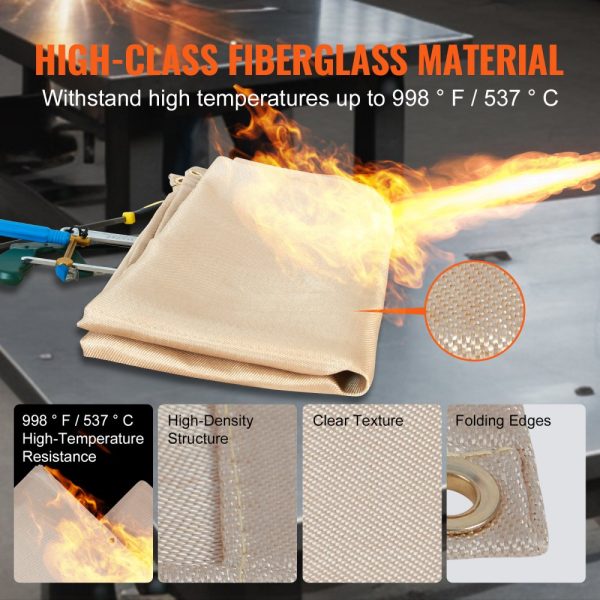2-Pack Heavy Duty Heat Resistant Welding Blanket Set 4FT x 6FT Fiberglass Flame Retardant Insulation Cover with Metal Grommets - Image 4