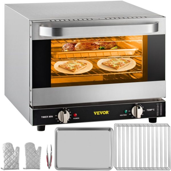 Commercial Convection Oven 21L 19Qt 1440W 3Tier Toaster Front Glass Door Electric Baking Oven Trays Wire Racks Clip Gloves 120V ETL Listed