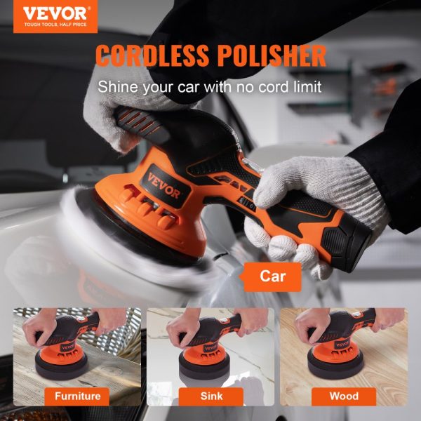 Car Polisher Buffer Cordless Dual Action Polishing Machine 6" 1PC Battery - Image 2