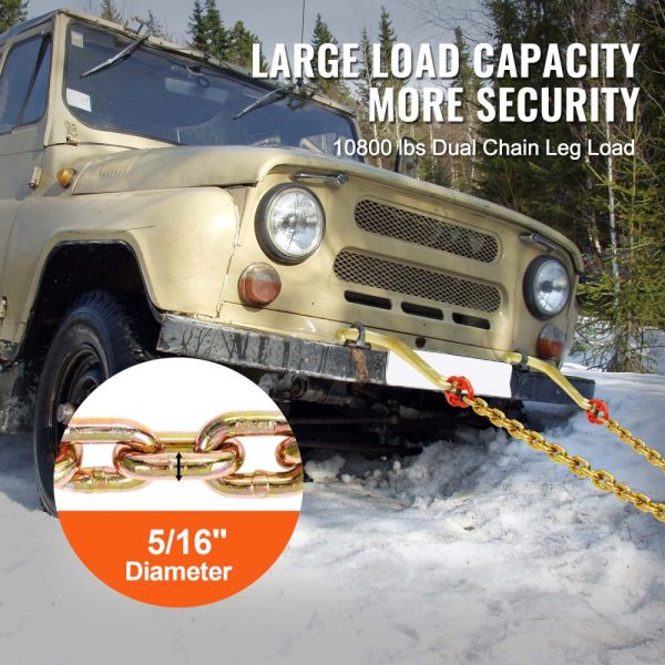5/16" x 2' G80 Tow Chain J Hook V-Chain Bridle Grab Hook Wrecker 10800 lbs - Image 3