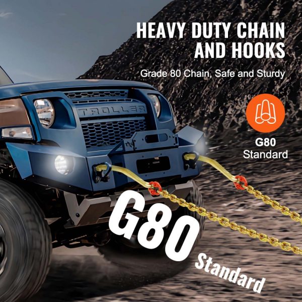 5/16" x 2' G80 Tow Chain J Hook V-Chain Bridle Grab Hook Wrecker 10800 lbs - Image 5
