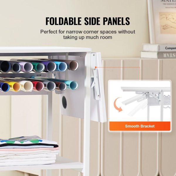 Heat Press Table 3Tier Movable Heat Press Stand Foldable with Wheels White - Image 3