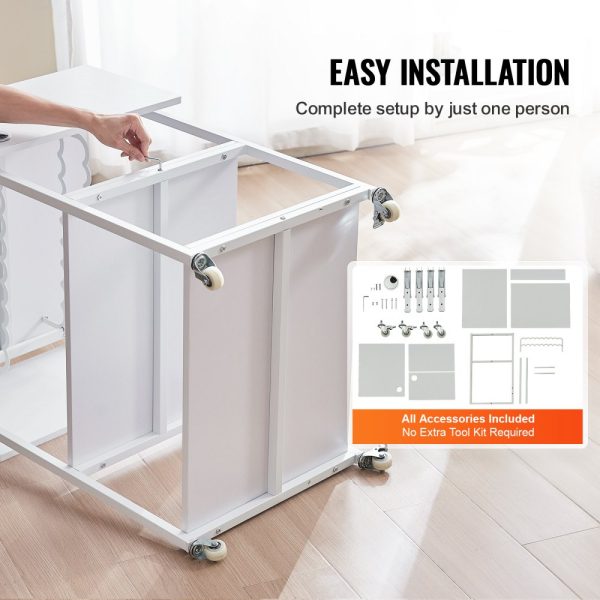 Heat Press Table 3Tier Movable Heat Press Stand Foldable with Wheels White - Image 6