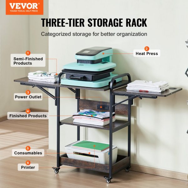 Heat Press Table with Charging Station 3 Tier Movable Heat Press Stand - Image 2
