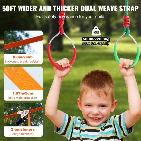 Ninja Training Course Kids Obstacle Set 2x50ft Weatherproof Slacklines 500lbs Monkey Line Outdoor Play Training Equipment Backyard Training Set 12 Obstacles - Image 3