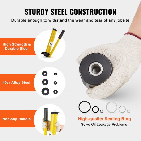 Hydraulic Knockout Punch Kit 10 Ton 1/2 to 2 Conduit Cutter 6-Piece Metal Sheet Tool for Aluminum Stainless Steel Brass Fiberglass & Plastic - Image 3