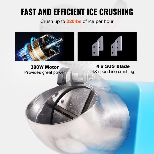 220lbs Per Hour Electric Snow Cone Maker with 4 Stainless Steel Blades for Home and Commercial Use - Image 3