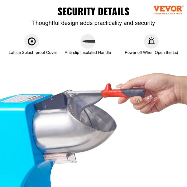 220lbs Per Hour Electric Snow Cone Maker with 4 Stainless Steel Blades for Home and Commercial Use - Image 6