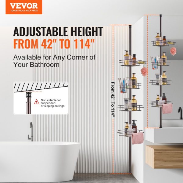 42" to 114" High Shower Corner Caddy Tension Pole Rust-Proof Tension Pole - Image 2