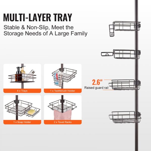 42" to 114" High Shower Corner Caddy Tension Pole Rust-Proof Tension Pole - Image 4