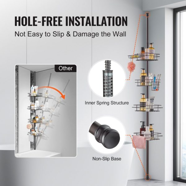 42" to 114" High Shower Corner Caddy Tension Pole Rust-Proof Tension Pole - Image 6