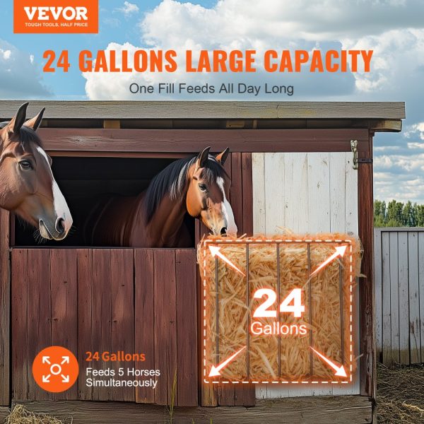 Livestock Hay Feeder 24 Gallons Wall Mounted Goat Hay Rack for Horses - Image 2