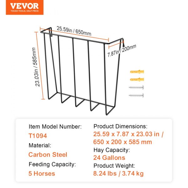 Livestock Hay Feeder 24 Gallons Wall Mounted Goat Hay Rack for Horses - Image 7
