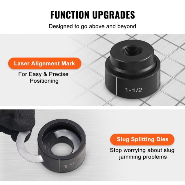 10 Ton Hydraulic Knockout Punch Driver Kit Hole Tool 1/2"-2" with 6 Dies - Image 5