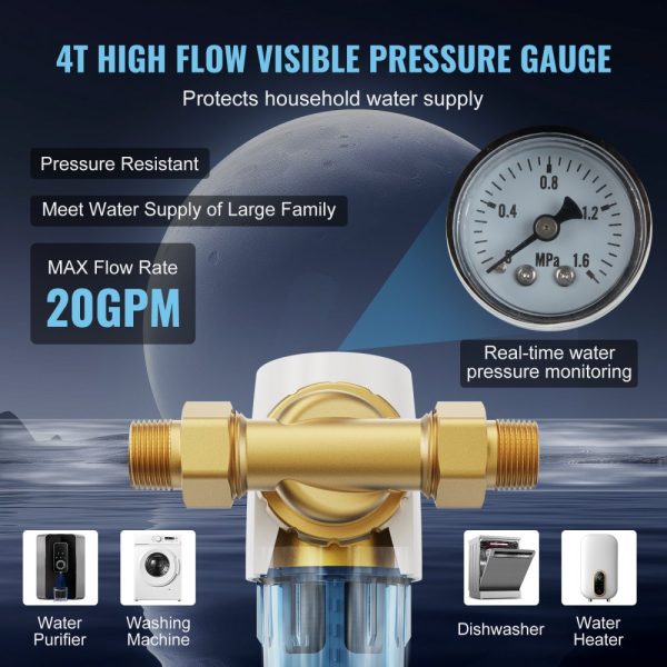 40 Micron Whole House Well Water Sediment Filter - 3/4 MNPT, 4 T/H Flow - Image 4