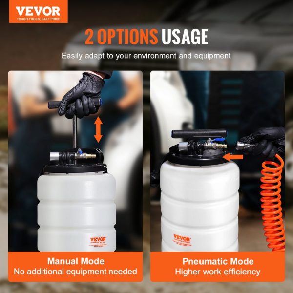 4 Gallon (15L) Pneumatic & Manual Oil Extractor Pump for Automotive Fluids Vacuum Evacuation - Image 2