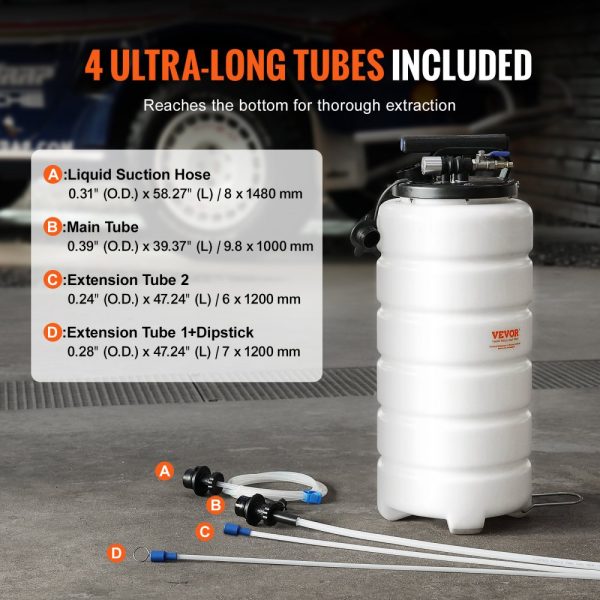4 Gallon (15L) Pneumatic & Manual Oil Extractor Pump for Automotive Fluids Vacuum Evacuation - Image 4