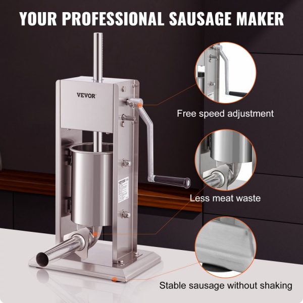 Sausage Stuffer 7LBS/3L Capacity Homemade Sausage Maker Stainless Steel - Image 3