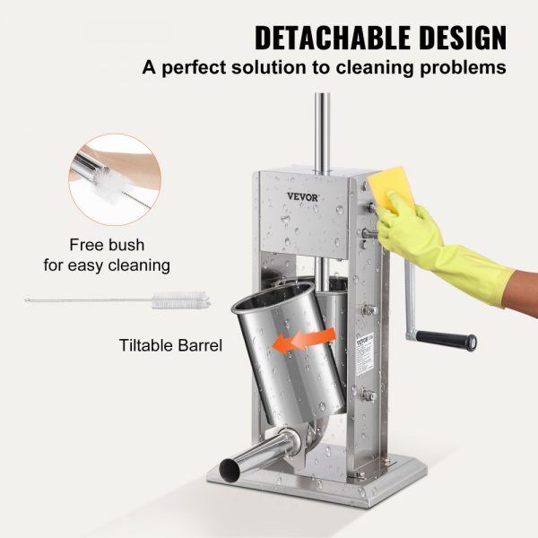 Sausage Stuffer 7LBS/3L Capacity Homemade Sausage Maker Stainless Steel - Image 6