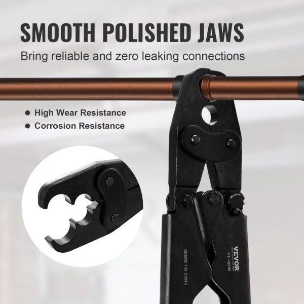 Dual Head PEX Crimping Tool for 1/2 and 3/4 PEX Copper Rings Compact with Go No Go Gauge ASTM F1807 - Image 3