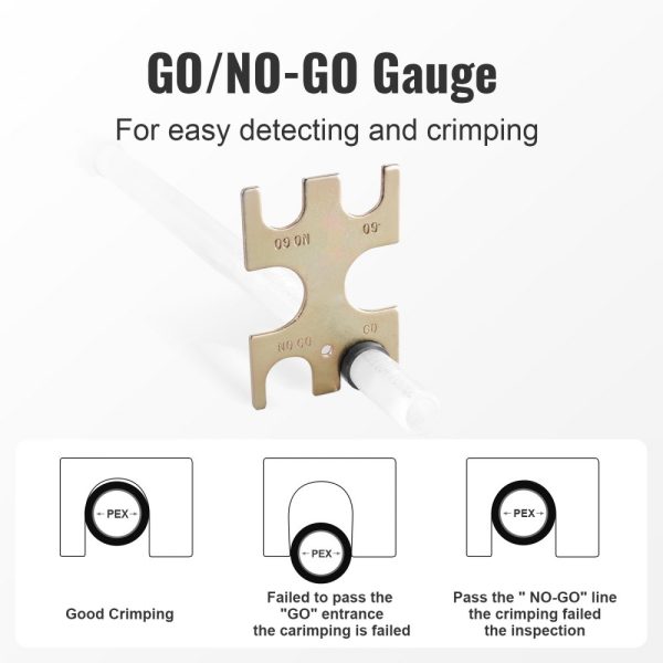 Dual Head PEX Crimping Tool for 1/2 and 3/4 PEX Copper Rings Compact with Go No Go Gauge ASTM F1807 - Image 5