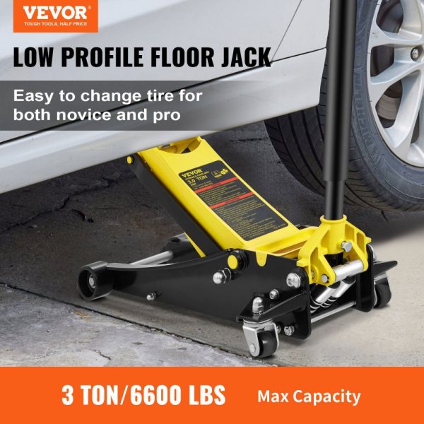 3-Ton Low Profile Floor Jack Heavy Duty Steel Racing Design Dual Piston Quick Lift Pump 3.35-19.69 Lifting Range - Image 2