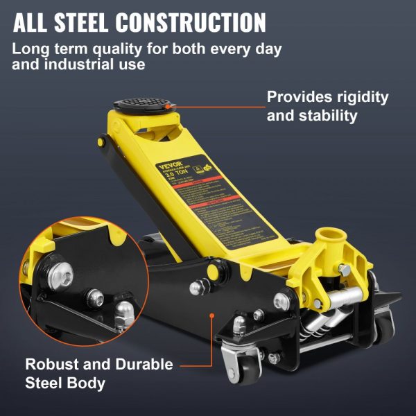 3-Ton Low Profile Floor Jack Heavy Duty Steel Racing Design Dual Piston Quick Lift Pump 3.35-19.69 Lifting Range - Image 4