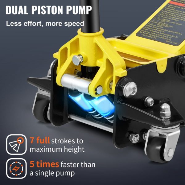 3-Ton Low Profile Floor Jack Heavy Duty Steel Racing Design Dual Piston Quick Lift Pump 3.35-19.69 Lifting Range - Image 5