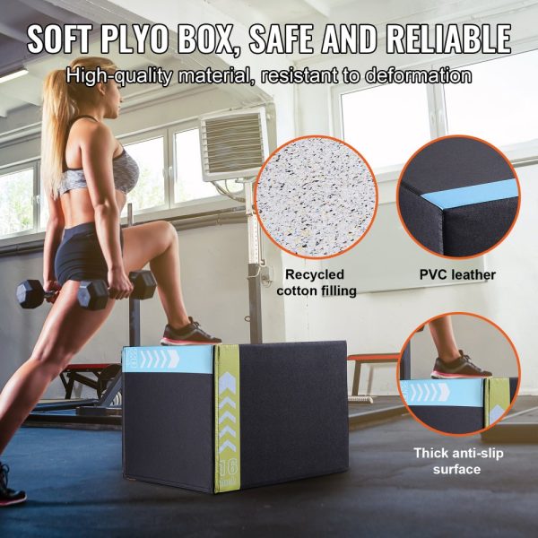 3-in-1 Plyo Box with 20/18/16 Inch Cotton Platforms for Home Gym Training - Image 4
