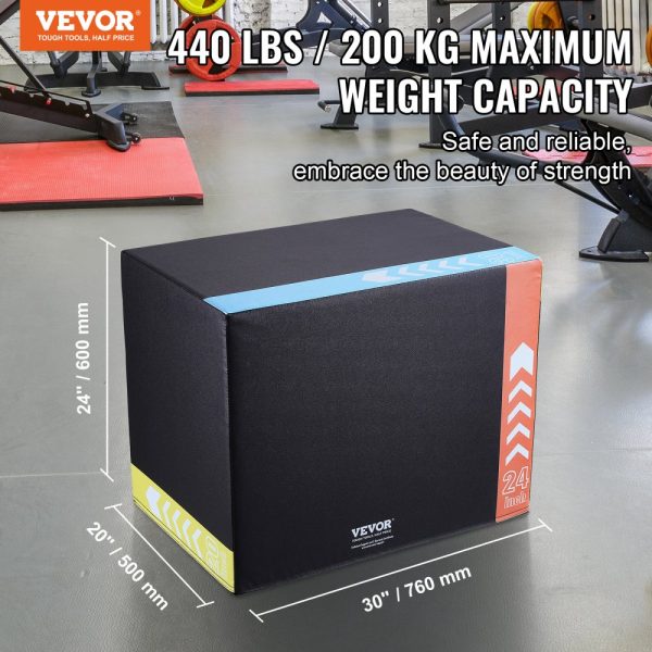 3 Height Adjustable Plyo Box 30/24/20 Inch Anti-Slip Fitness Training Platform for Home Gym Black - Image 2