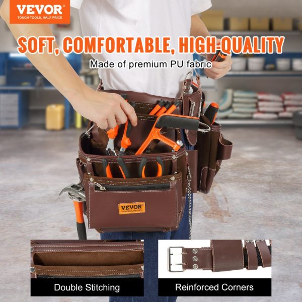 Adjustable 29-54 22-Pocket Premium PU Tool Belt for Electricians, Carpenters & Construction Workers - Image 2