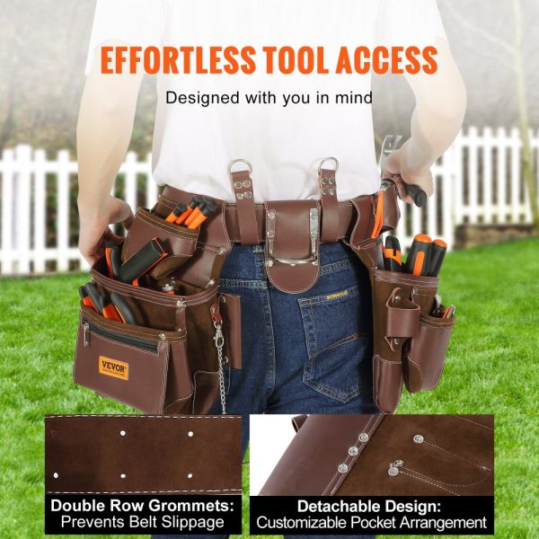 Adjustable 29-54 22-Pocket Premium PU Tool Belt for Electricians, Carpenters & Construction Workers - Image 4