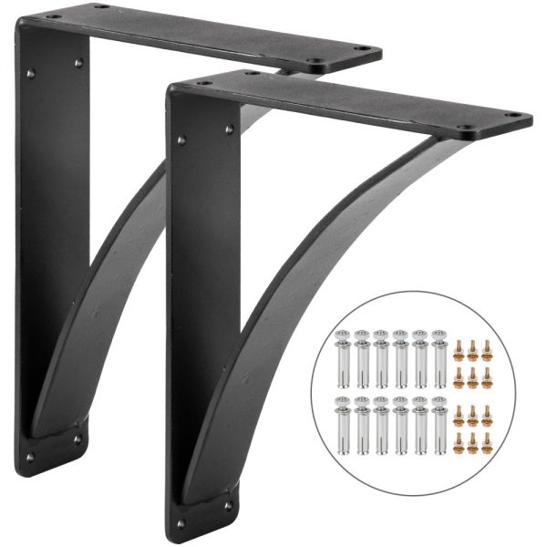 2-Pack Heavy Duty Steel Shelf Brackets 9x12x4 450lbs Load Hand-Welded Triangle Support for Garage/Workshop/Home Matte Black DIY Rustic Style