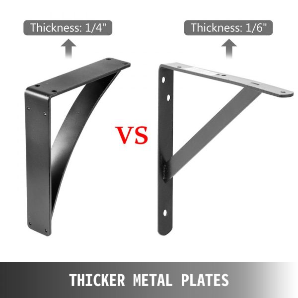 2-Pack Heavy Duty Steel Shelf Brackets 9x12x4 450lbs Load Hand-Welded Triangle Support for Garage/Workshop/Home Matte Black DIY Rustic Style - Image 2