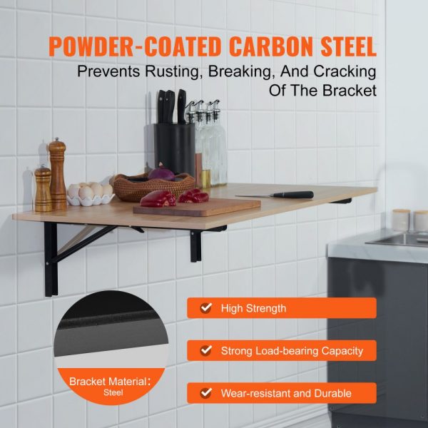24 L 2 Pcs Heavy Duty Foldable Steel Shelf Bracket 5mm Thick Matte Black Floating Design for Shelves with 300 lbs Load Capacity - Image 4
