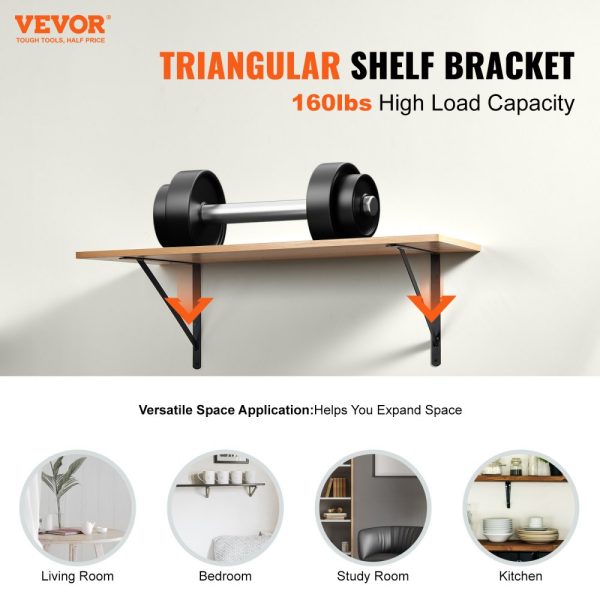 18x12 Inch Heavy Duty Floating Shelf Brackets 12 Pieces 3mm Thick Matte Black Steel Bracket with 160 lbs Capacity - Image 2