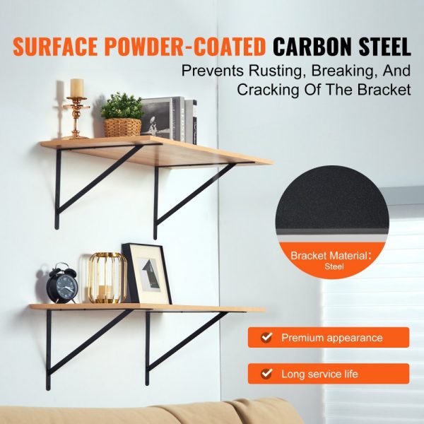 18x12 Inch Heavy Duty Floating Shelf Brackets 12 Pieces 3mm Thick Matte Black Steel Bracket with 160 lbs Capacity - Image 4