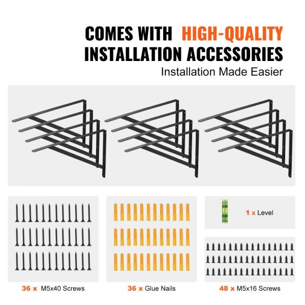 18x12 Inch Heavy Duty Floating Shelf Brackets 12 Pieces 3mm Thick Matte Black Steel Bracket with 160 lbs Capacity - Image 6