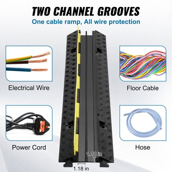 5 PCs Cable Protector Ramp 2 Channel 12000 lbs Load Wire Cable Cover Ramp - Image 3