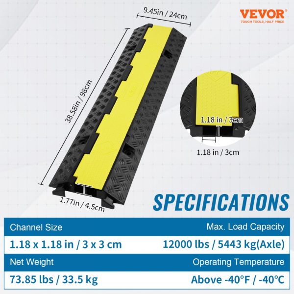 5 PCs Cable Protector Ramp 2 Channel 12000 lbs Load Wire Cable Cover Ramp - Image 7