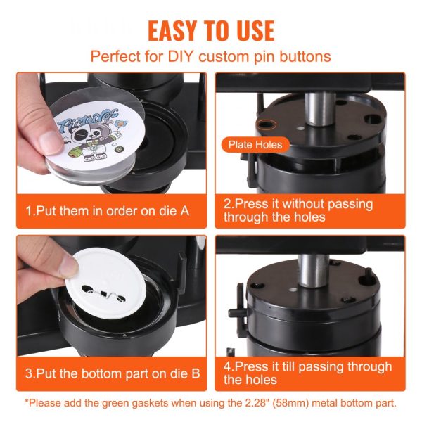 1 1.25 2.28 Inch Button Maker 25 32 58mm 3-in-1 Pin Maker with 300 Button Parts Ergonomic Arc Handle DIY Craft Gift for Kids - Image 4