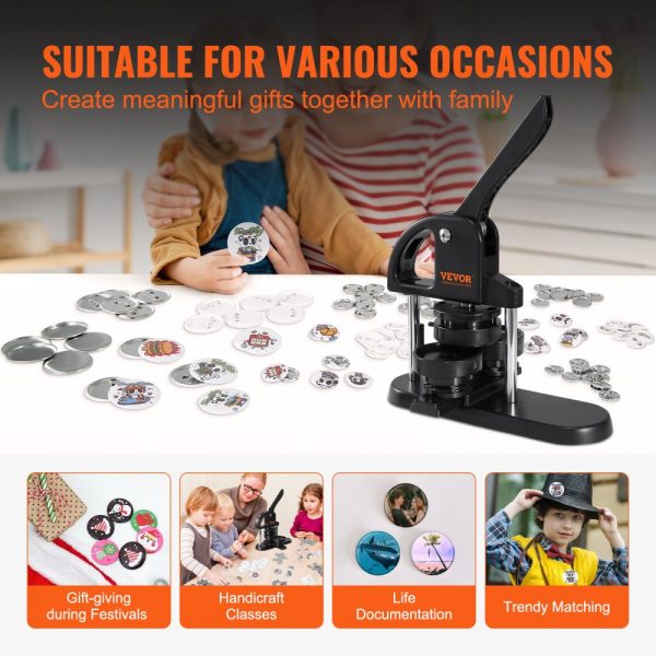 1 1.25 2.28 Inch Button Maker 25 32 58mm 3-in-1 Pin Maker with 300 Button Parts Ergonomic Arc Handle DIY Craft Gift for Kids - Image 6