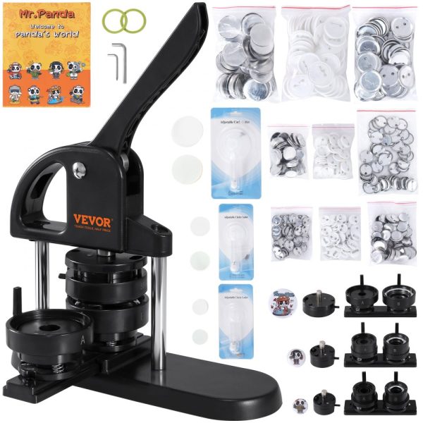 1 1.25 2.28 Inch Button Maker 25 32 58mm 3-in-1 Pin Maker with 300 Button Parts Ergonomic Arc Handle DIY Craft Gift for Kids