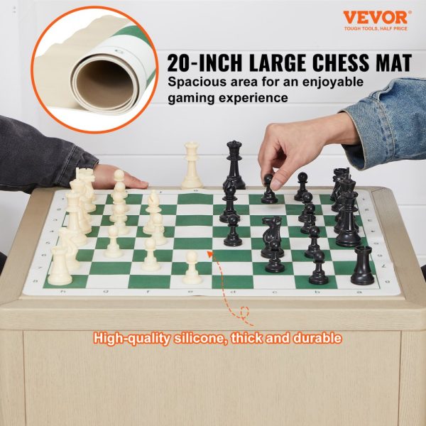 20 Inch Roll Up Chess Board Foldable Design Silicone Chess Set with Plastic Weighted Pieces Includes Storage Bag Perfect Gift for Adults Kids Families - Image 2
