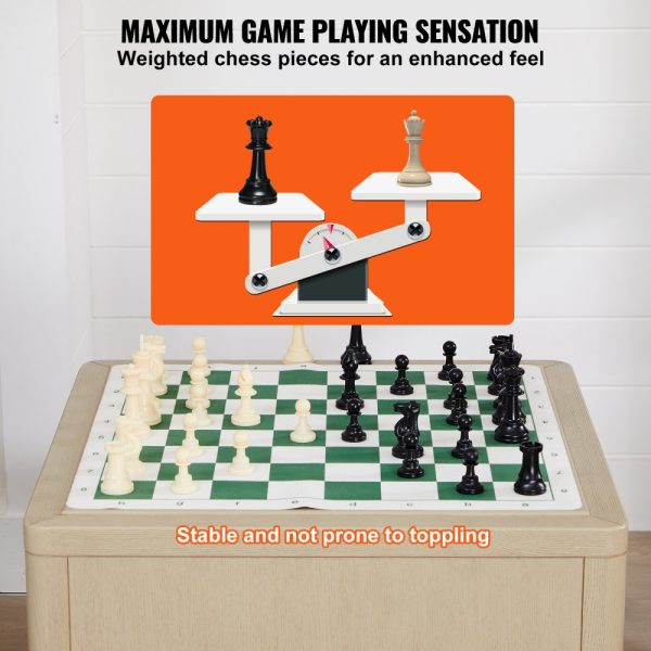 20 Inch Roll Up Chess Board Foldable Design Silicone Chess Set with Plastic Weighted Pieces Includes Storage Bag Perfect Gift for Adults Kids Families - Image 3
