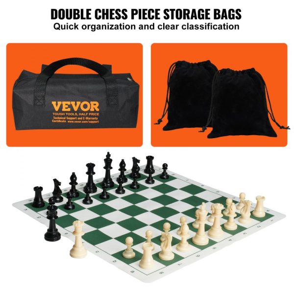 20 Inch Roll Up Chess Board Foldable Design Silicone Chess Set with Plastic Weighted Pieces Includes Storage Bag Perfect Gift for Adults Kids Families - Image 4
