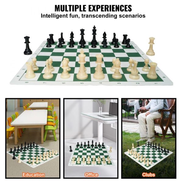 20 Inch Roll Up Chess Board Foldable Design Silicone Chess Set with Plastic Weighted Pieces Includes Storage Bag Perfect Gift for Adults Kids Families - Image 6